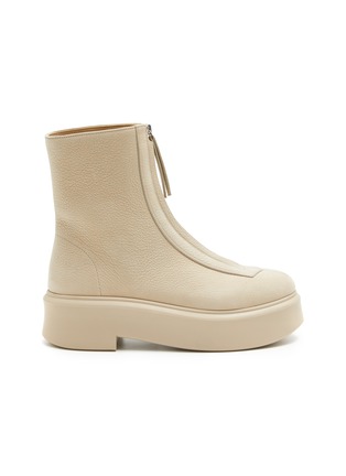 Main View - Click To Enlarge - THE ROW - Grained Leather Zipped Platform Boots