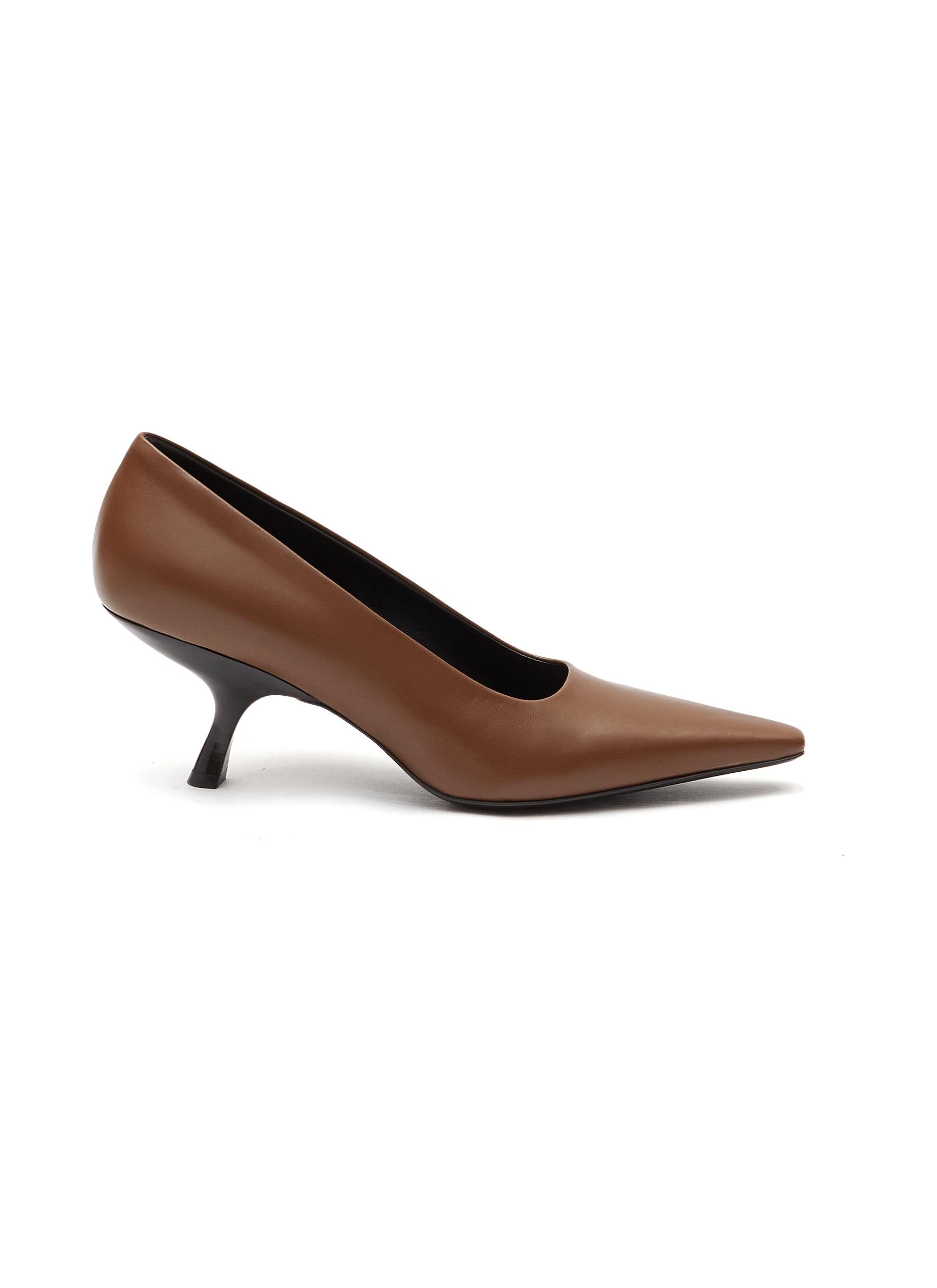 THE ROW SQUARE TOE SMOOTH CALFSKIN LEATHER PUMPS