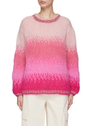 Main View - Click To Enlarge - ROSE CARMINE - CREWNECK GRADIENT TIE&DYE SWEATER