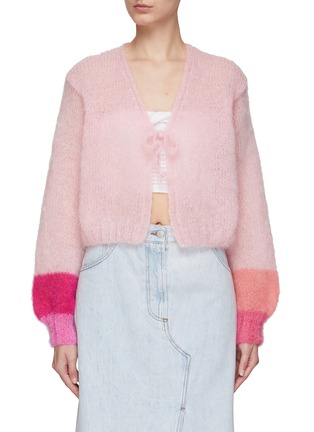 Main View - Click To Enlarge - ROSE CARMINE - COLOUR BLOCK CROPPED MINI JACKET