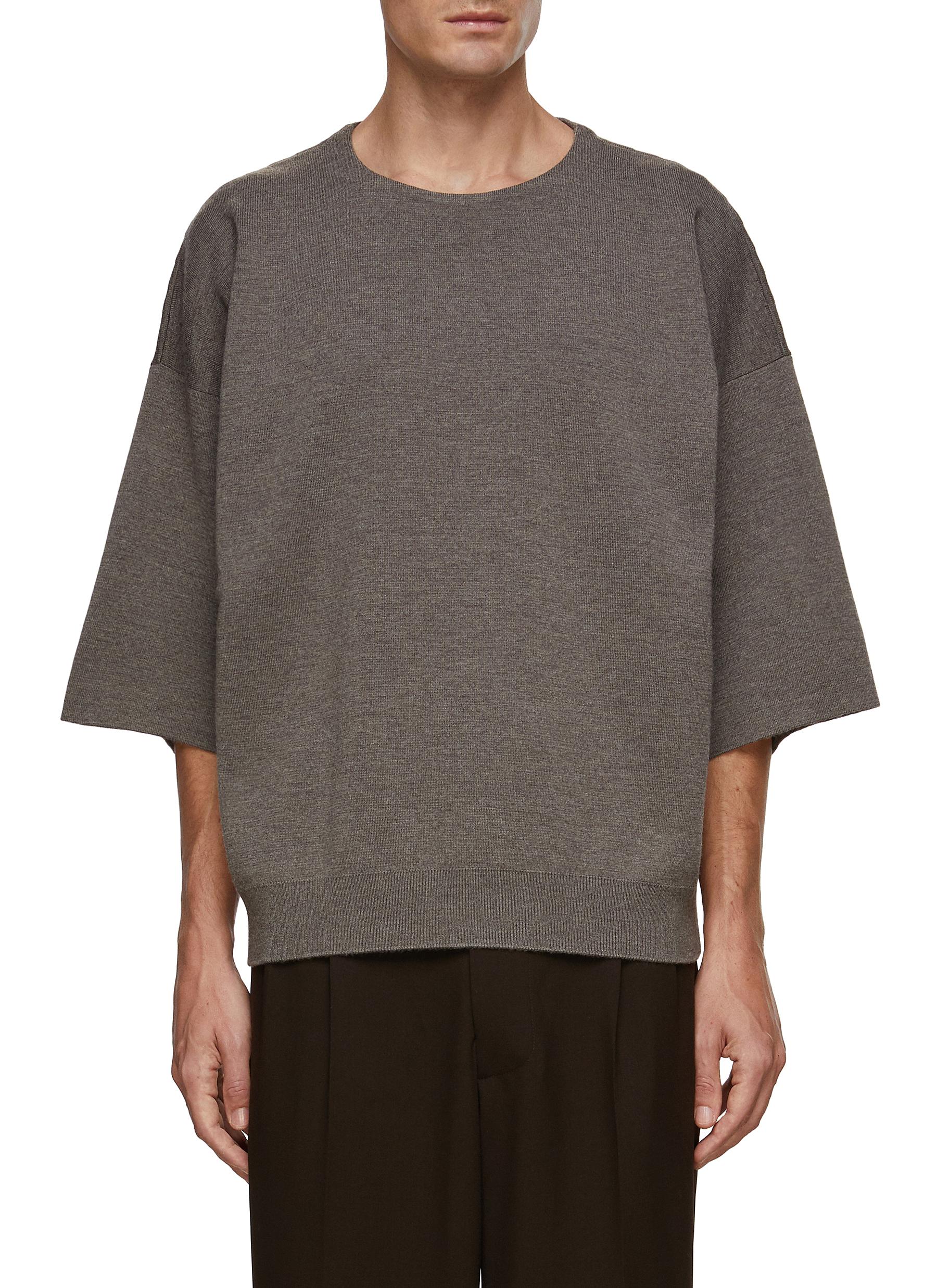 ‘Eternal' Virgin Wool Quarter Sleeve Crewneck Sweater
