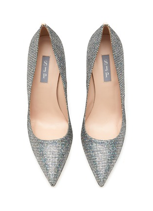 Detail View - Click To Enlarge - SJP BY SARAH JESSICA PARKER - ‘Fawn’ 100 Glittered Mesh Point Toe Pumps