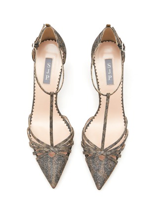 Detail View - Click To Enlarge - SJP BY SARAH JESSICA PARKER - ‘Carrie’ 70 Glittered Leopard Pattern T-Bar Point Toe Pumps