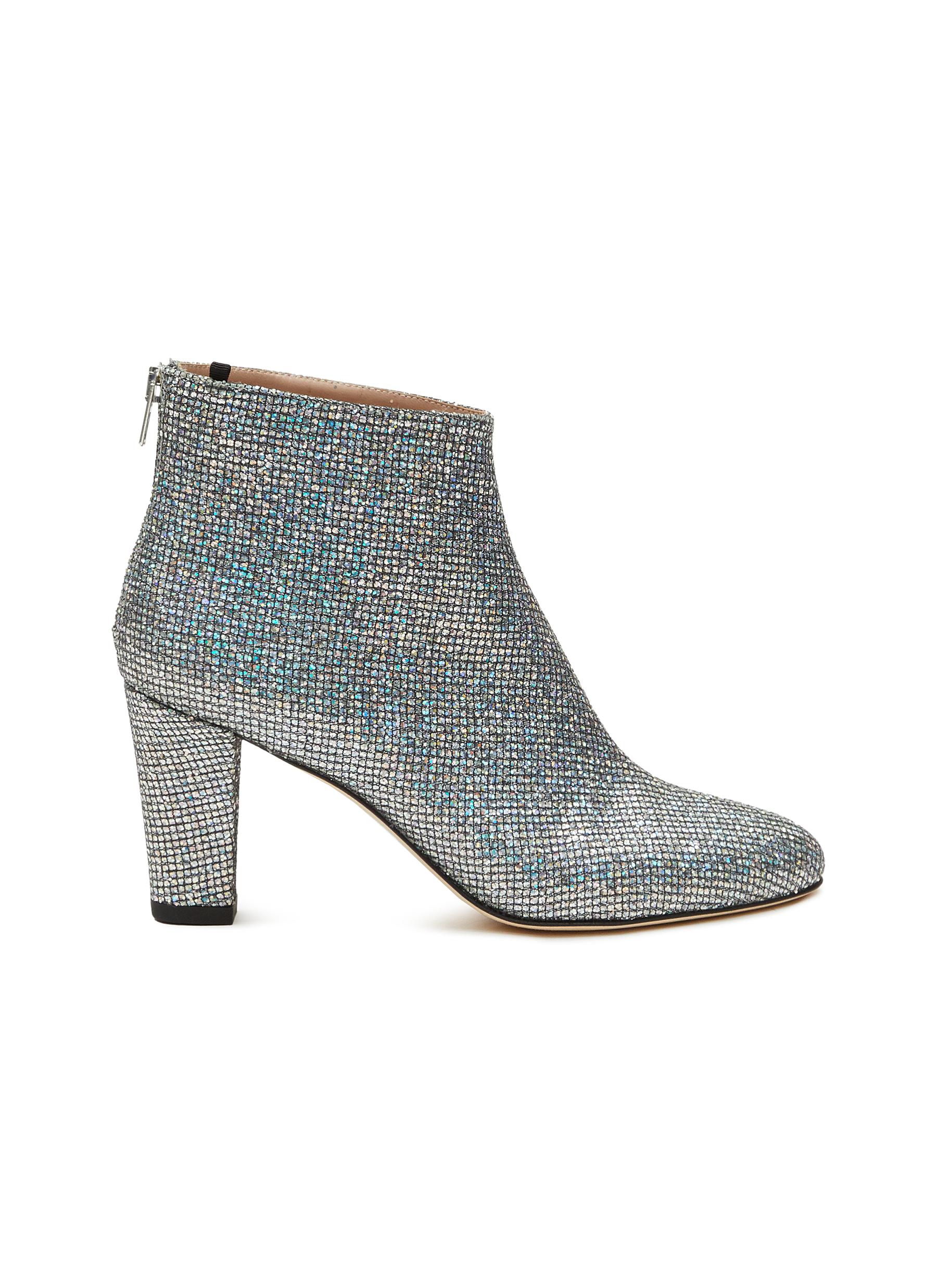 'Minnie' 75 Glittered Mesh Ankle Boots