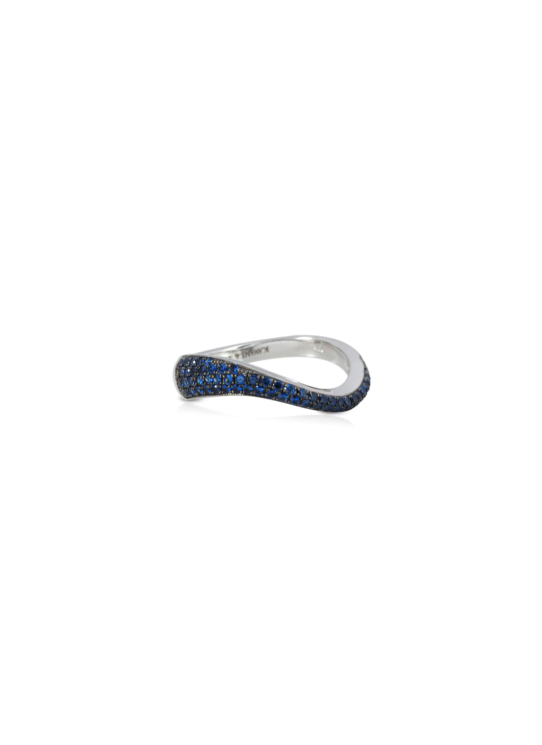KAVANT & SHARART ‘Talay' Micro Sapphire Pavé 18K White Gold Wave Ring
