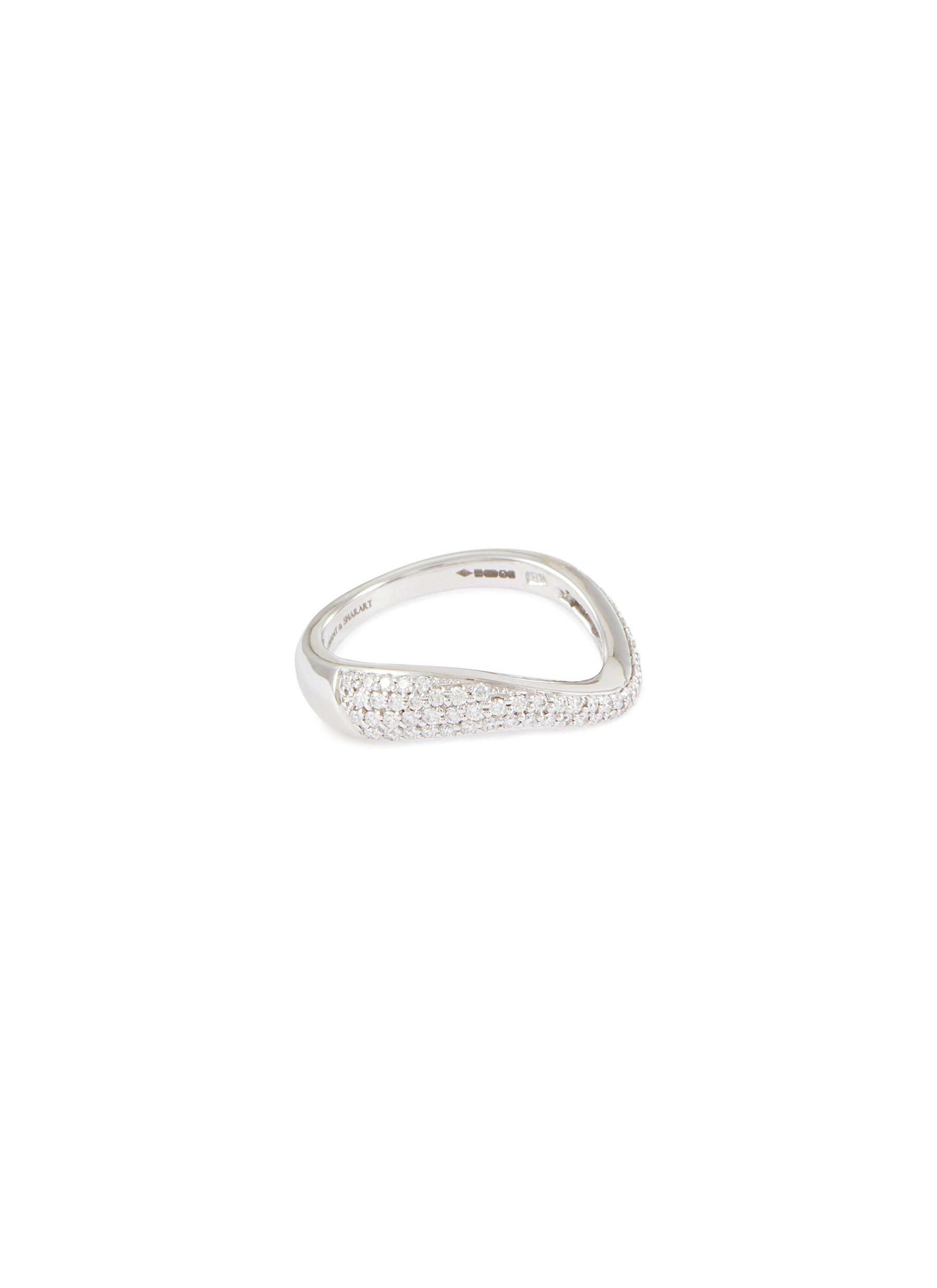KAVANT & SHARART ‘Talay' Micro Diamond Pavé 18K White Gold Wave Ring