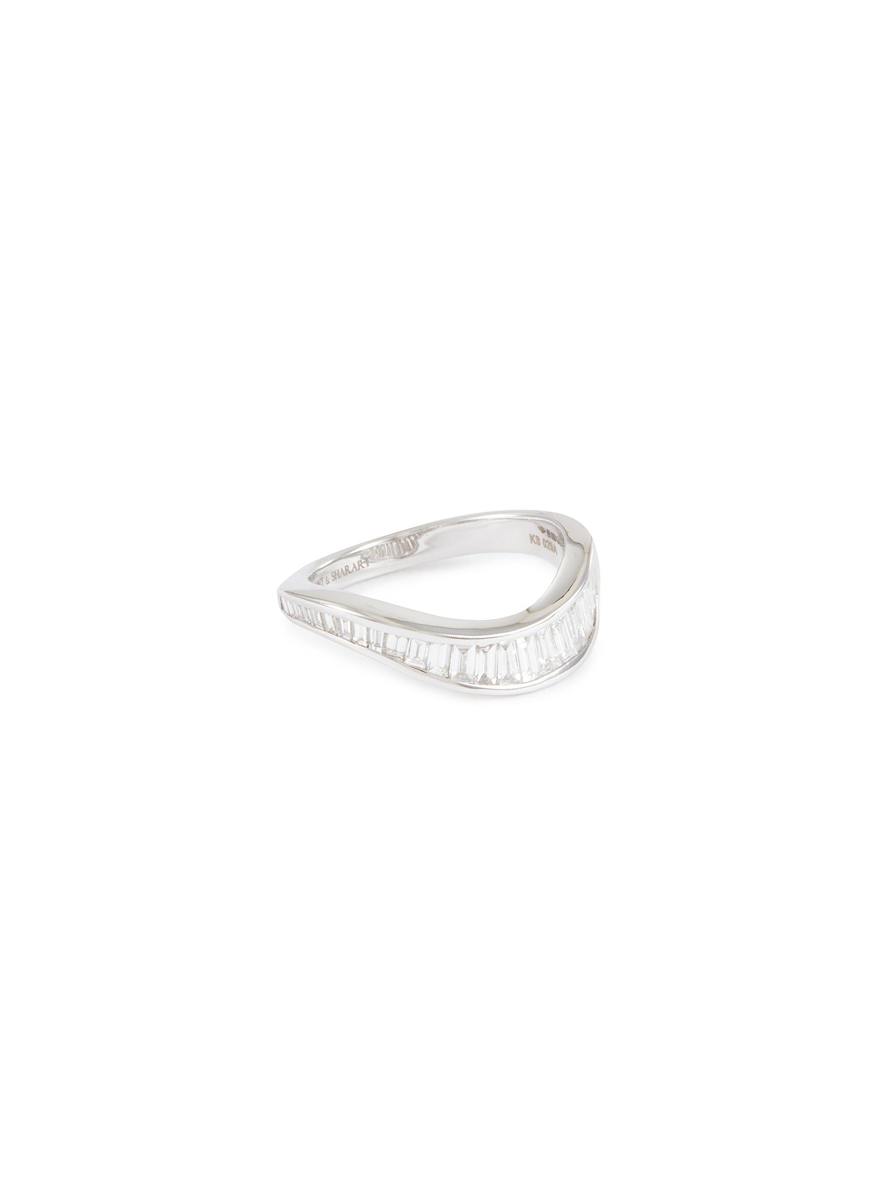 KAVANT & SHARART ‘Talay' Baguette Cut Diamond 18K White Gold Wave Ring