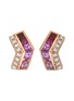 Main View - Click To Enlarge - KAVANT & SHARART - ‘Origami Ziggy’ Diamond Pink Sapphire 18K Rose Gold V-Stud Earrings