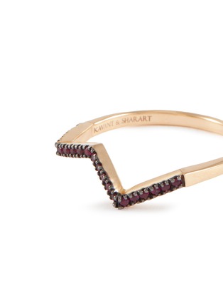 Detail View - Click To Enlarge - KAVANT & SHARART - ‘Origami Ziggy’ Micro Ruby 18K Rose Gold Ring