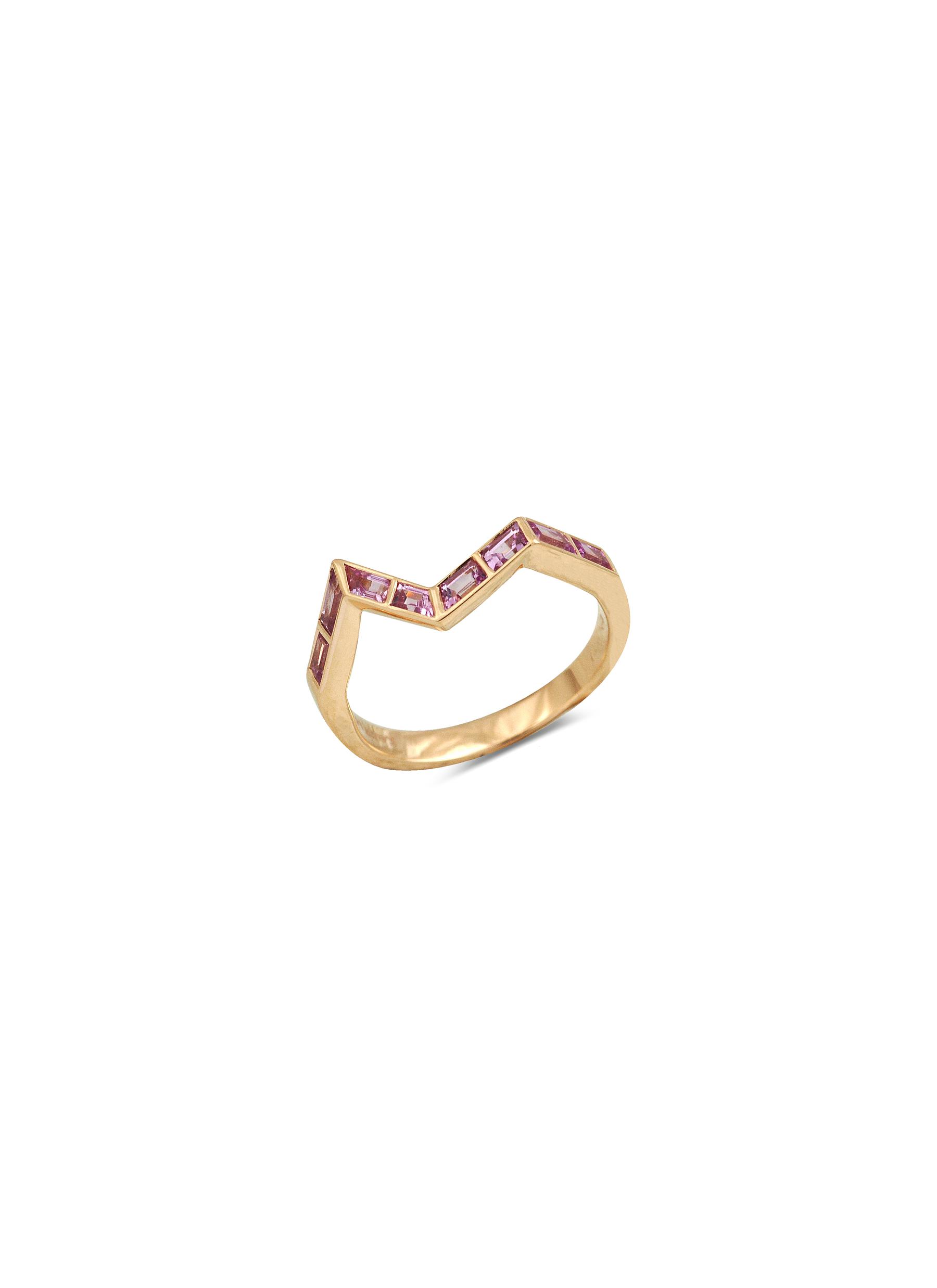 ‘Origami Ziggy' Pink Sapphire 18K Rose Gold Step Ring