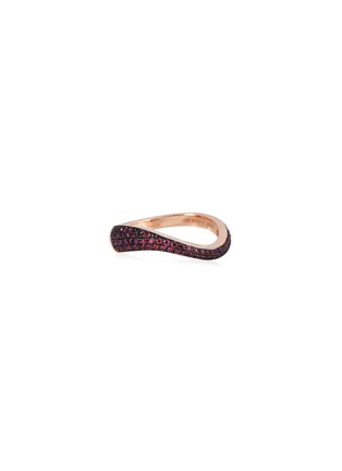 Main View - Click To Enlarge - KAVANT & SHARART - ‘Talay’ Micro Ruby Pavé 18K Rose Gold Wave Ring