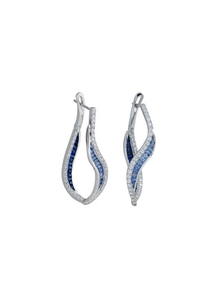 Main View - Click To Enlarge - KAVANT & SHARART - ‘Talay’ Diamond Sapphire 18K White Gold Hoop Earrings