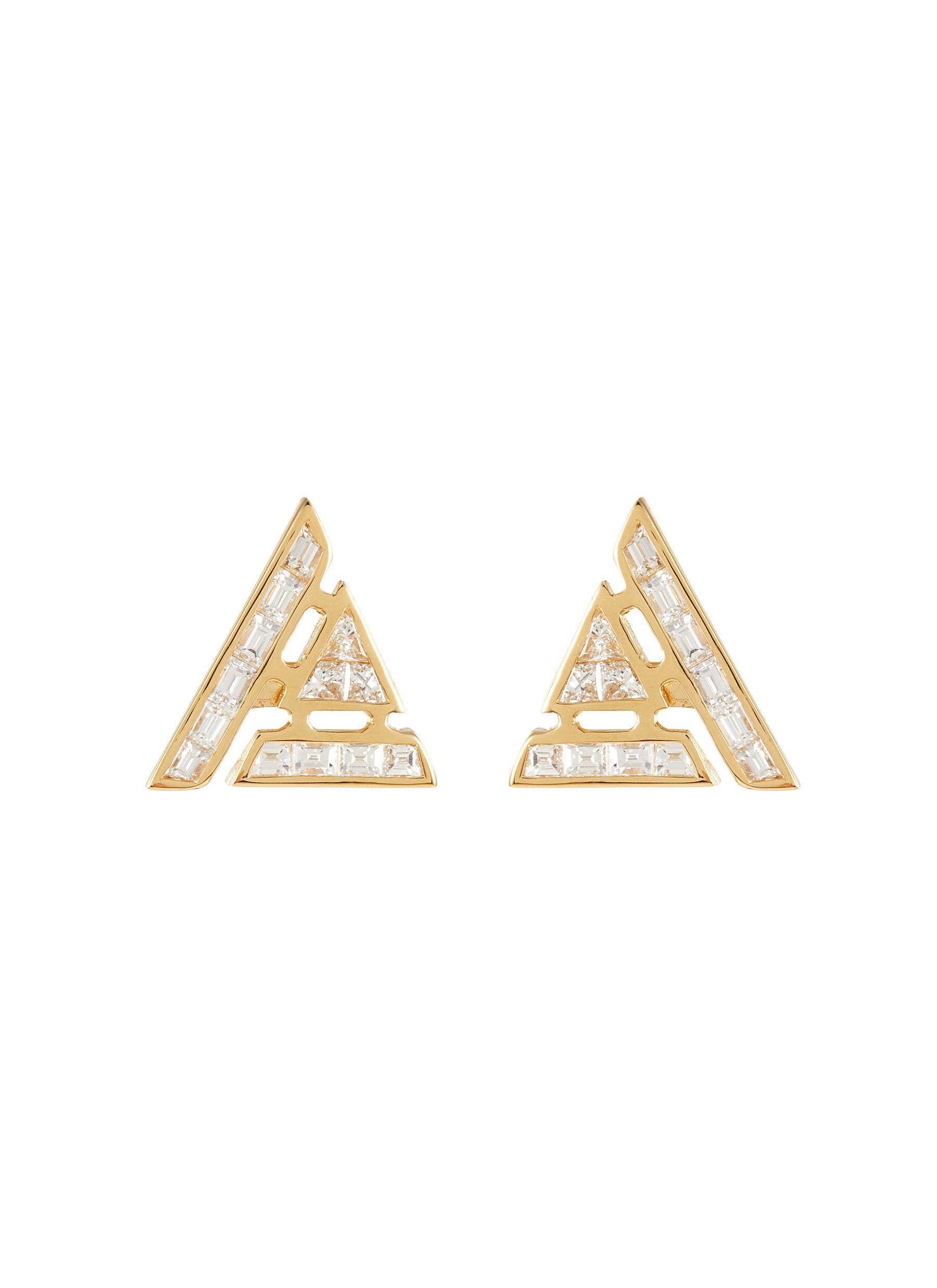 KAVANT & SHARART ‘GeoArt' Diamond 18K Gold Triangular Earrings