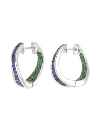 Main View - Click To Enlarge - KAVANT & SHARART - ‘Talay’ Sapphire Tsavorite 18K White Gold Wave Earrings