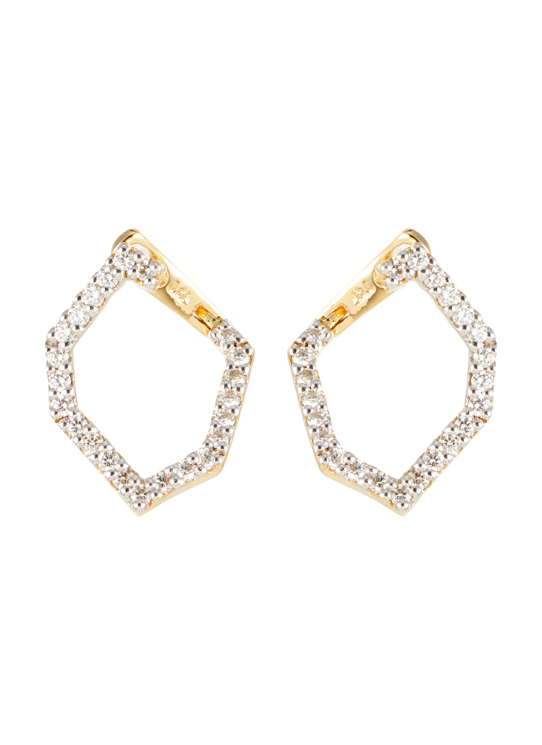 â€˜Origami Link No.5’ Diamond 18K Gold Link Earrings