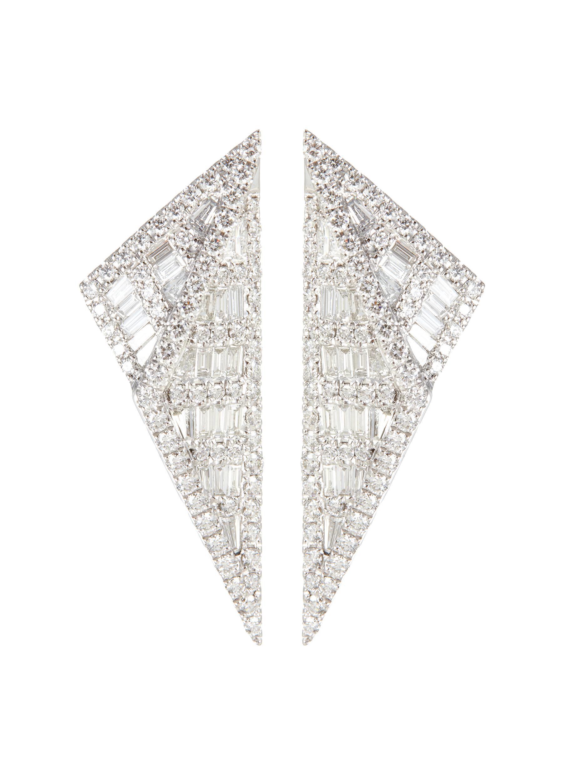 â€˜Origami’ Diamond 18K White Gold Earrings
