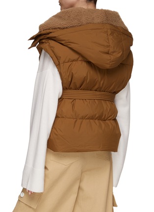 Back View - Click To Enlarge - YVES SALOMON - SHEARLING COLLAR ZIP PRESS-STUD FASTENING TECHNICAL FABRIC QUILTED GILET