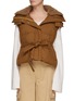 Main View - Click To Enlarge - YVES SALOMON - SHEARLING COLLAR ZIP PRESS-STUD FASTENING TECHNICAL FABRIC QUILTED GILET