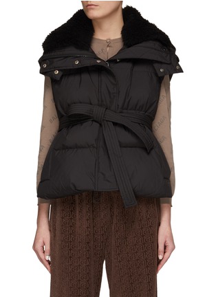 Main View - Click To Enlarge - YVES SALOMON - SHEARLING COLLAR ZIP PRESS-STUD FASTENING TECHNICAL FABRIC QUILTED GILET