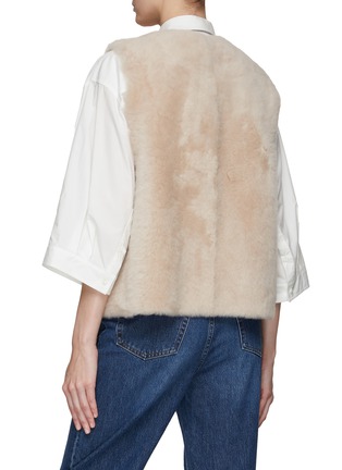Back View - Click To Enlarge - KARL DONOGHUE - Dropped Patch Pocket Shearling Short Gilet