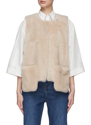 Main View - Click To Enlarge - KARL DONOGHUE - Dropped Patch Pocket Shearling Short Gilet