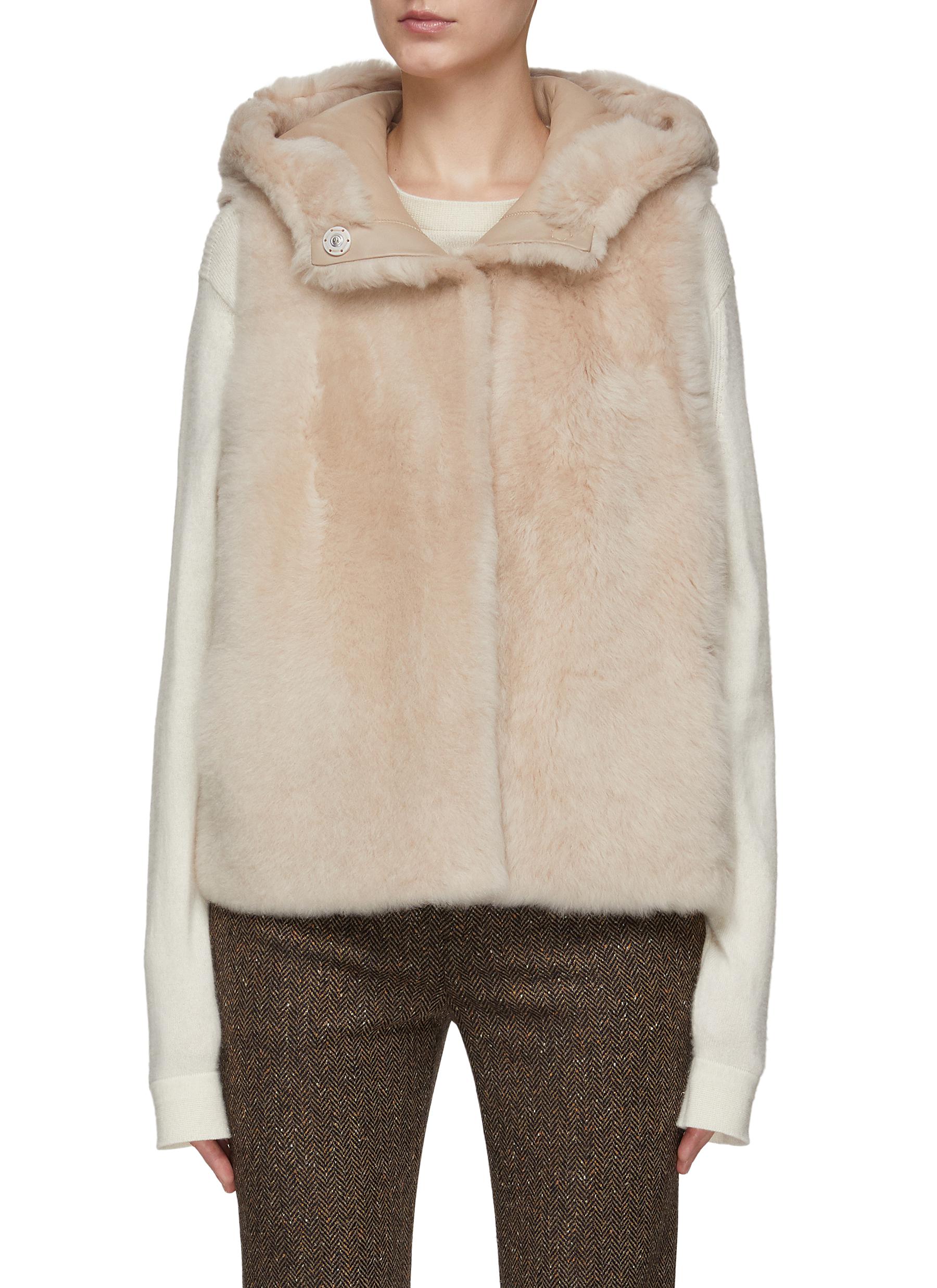 Karl Donoghue Hooded Shearling Snap Buttoned Gilet In Neutral | ModeSens