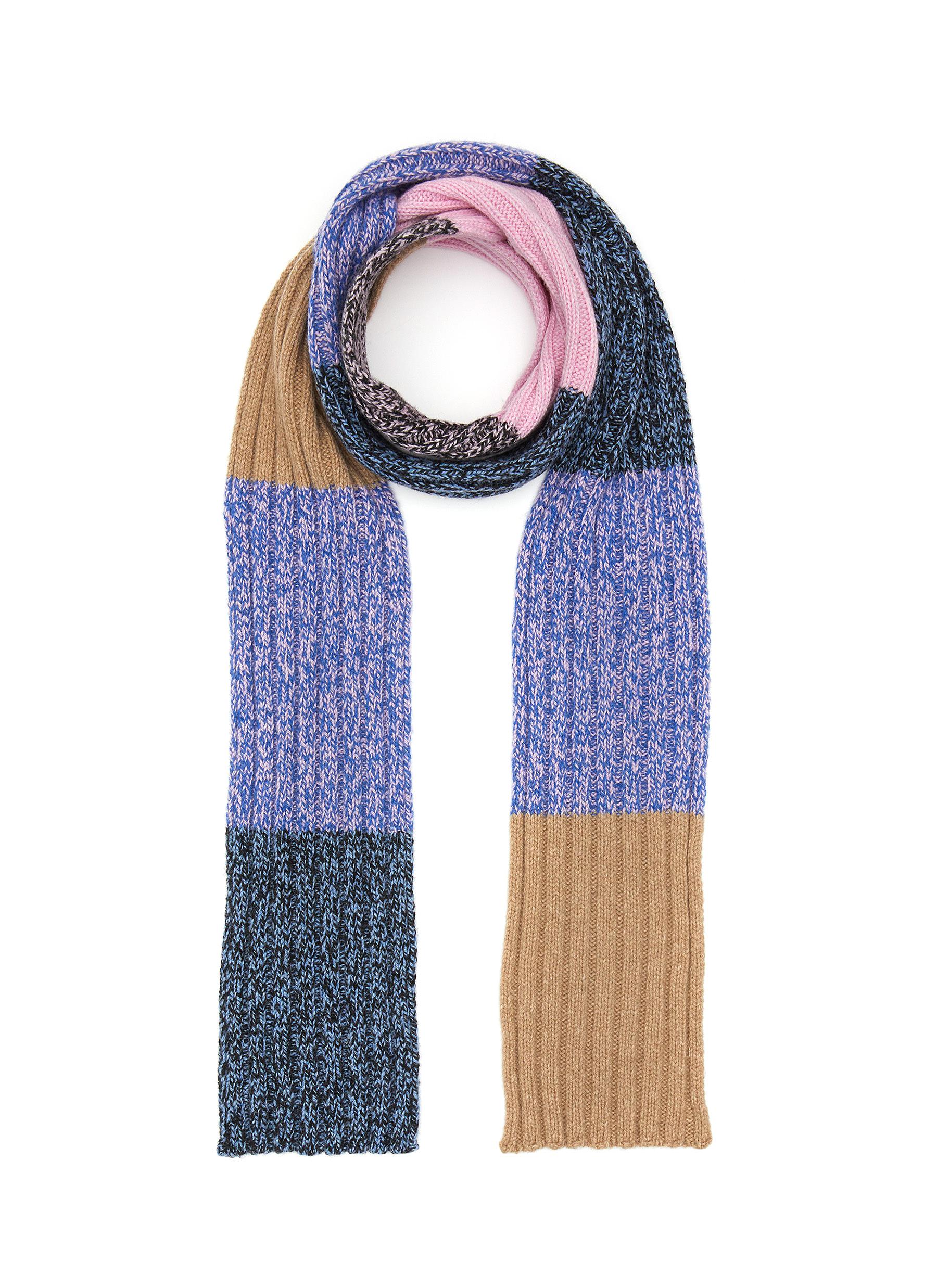 Ganni Colour-block Ribbed-knit Scarf In Multi-colour | ModeSens