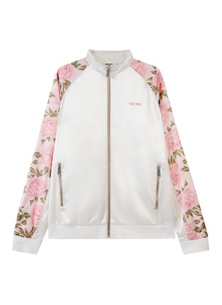 Main View - Click To Enlarge - TEAM WANG DESIGN - Peony Print High Neck Zip-Up Tracksuit Jacket