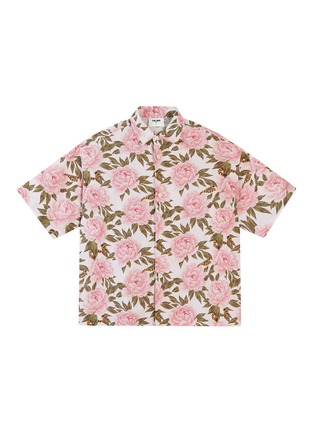Main View - Click To Enlarge - TEAM WANG DESIGN - Peony Print Double Eyelet Hawaiian Shirt