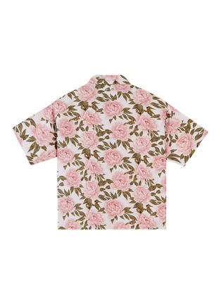 Figure View - Click To Enlarge - TEAM WANG DESIGN - Peony Print Double Eyelet Hawaiian Shirt