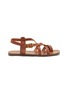 Main View - Click To Enlarge - EQUIL - ‘Athens’ Square Toe Multi Criss-Cross Strap Leather Sandals