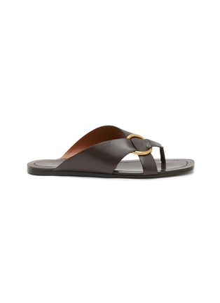Main View - Click To Enlarge - EQUIL - ‘Monaco’ Square Toe Criss-Cross Strap Leather Sandals