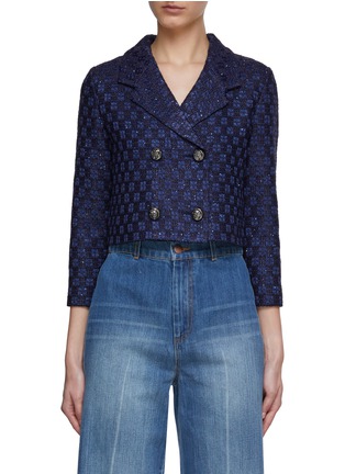 Main View - Click To Enlarge - ST. JOHN - Sequined Tweed Double Breasted Jacket