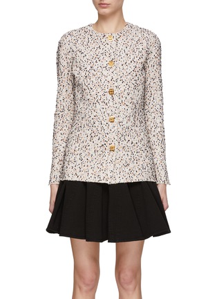 Main View - Click To Enlarge - ST. JOHN - Single Breasted Round Neck Tweed Jacket