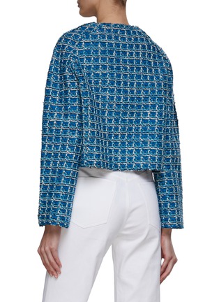 Back View - Click To Enlarge - ST. JOHN - Chequered Tweed Round Neck Jacket