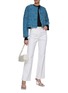 Figure View - Click To Enlarge - ST. JOHN - Chequered Tweed Round Neck Jacket