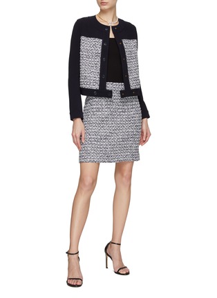 Figure View - Click To Enlarge - ST. JOHN - TWEED PANEL CREWNECK LONG SLEEVE JACKET