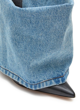 Detail View - Click To Enlarge - LOEWE - Folded Denim Shaft Leather Heeled Boots