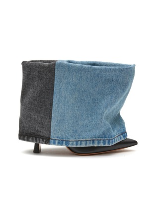 Main View - Click To Enlarge - LOEWE - Folded Denim Shaft Leather Heeled Boots