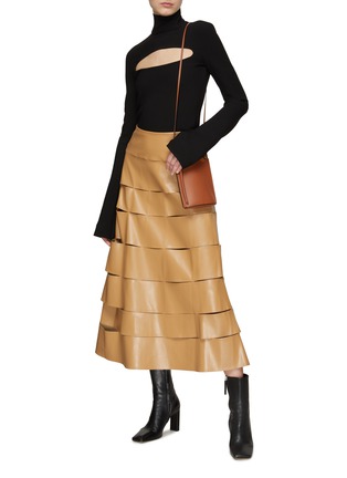 Figure View - Click To Enlarge - A.W.A.K.E. MODE - Strip Panel Faux Leather Midi Skirt