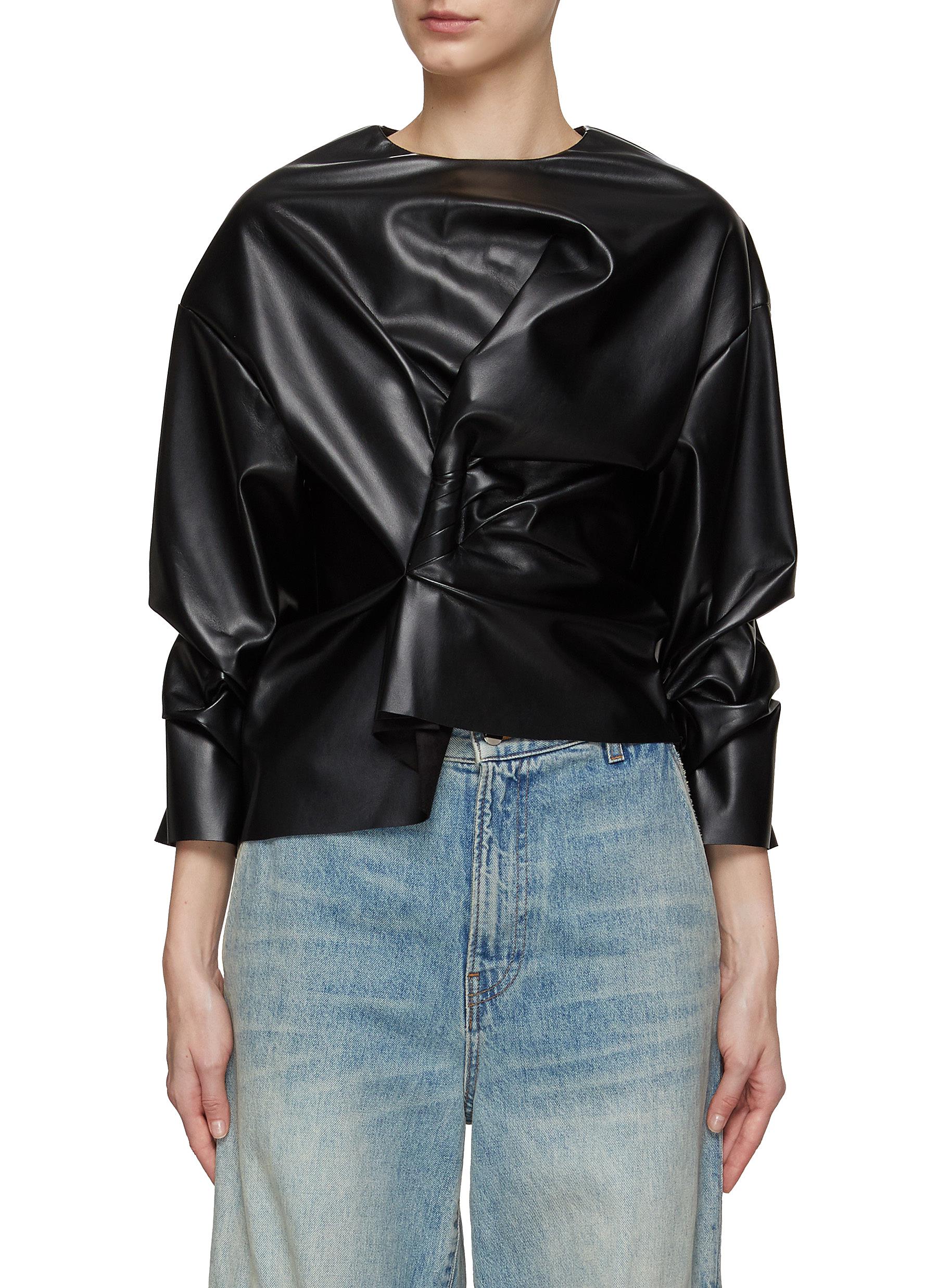 A.W.A.K.E. MODE | GATHERING ASYMMETRIC FAUX LEATHER TOP | Women