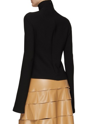 Back View - Click To Enlarge - A.W.A.K.E. MODE - Cutout Detail Flared Sleeve Turtleneck Knit Top