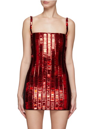 Main View - Click To Enlarge - THE ATTICO - RECTANGULAR SEQUIN EMBELLISHED PANEL MINI DRESS