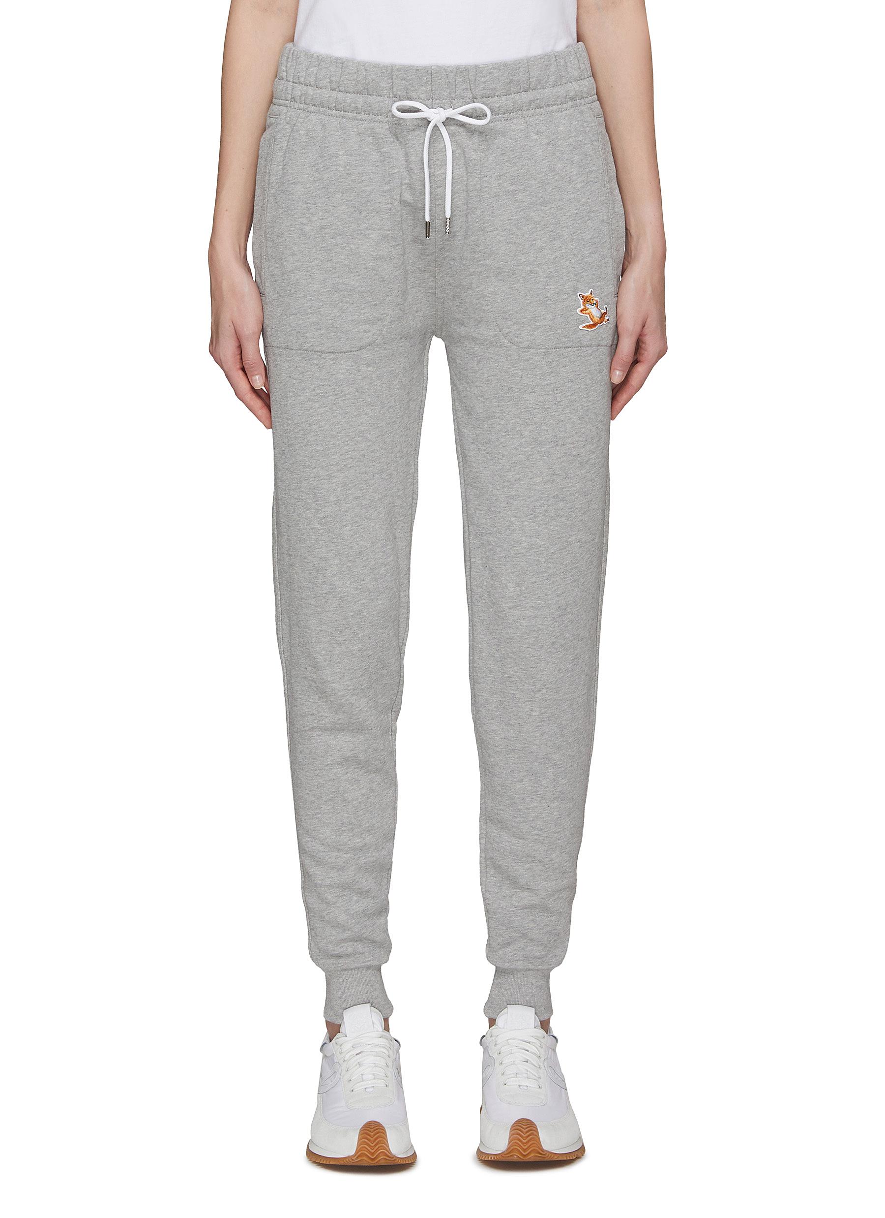 Maison Kitsuné Grey Chillax Fox Lounge Pants | ModeSens