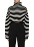Main View - Click To Enlarge - THE FRANKIE SHOP - ‘Athina’ Striped Wool Blend Knit Cropped Turtleneck Sweater
