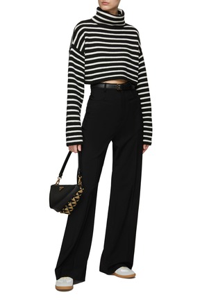 Figure View - Click To Enlarge - THE FRANKIE SHOP - ‘Athina’ Striped Wool Blend Knit Cropped Turtleneck Sweater
