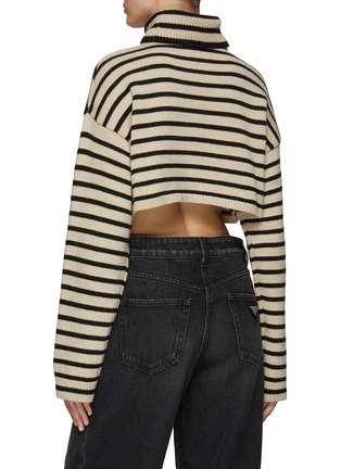 Back View - Click To Enlarge - THE FRANKIE SHOP - ‘Athina’ Striped Wool Blend Knit Cropped Turtleneck Sweater