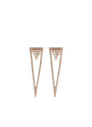 Main View - Click To Enlarge - KAVANT & SHARART - ‘GeoArt’ Back To Basic Diamond 18K Rose Gold Triangular Stud Earrings