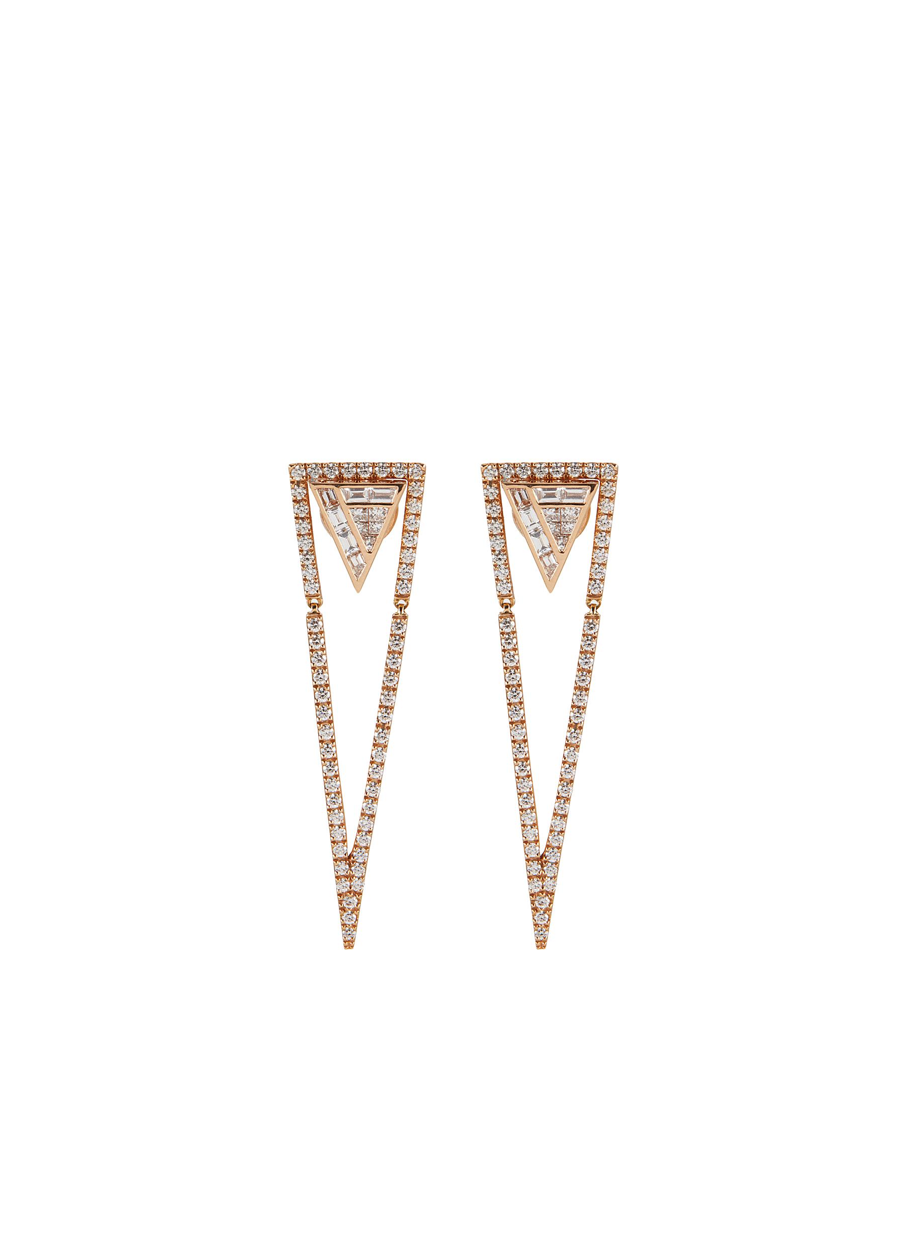 KAVANT & SHARART ‘GeoArt' Back To Basic Diamond 18K Rose Gold Triangular Stud Earrings