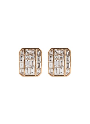 Main View - Click To Enlarge - KAVANT & SHARART - ‘GeoArt’ Back To Basic Diamond 18K Rose Gold Hexagon Stud Earrings